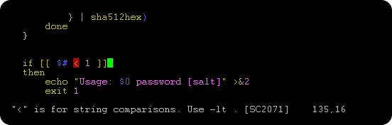 Vim editor with ShellCheck integration