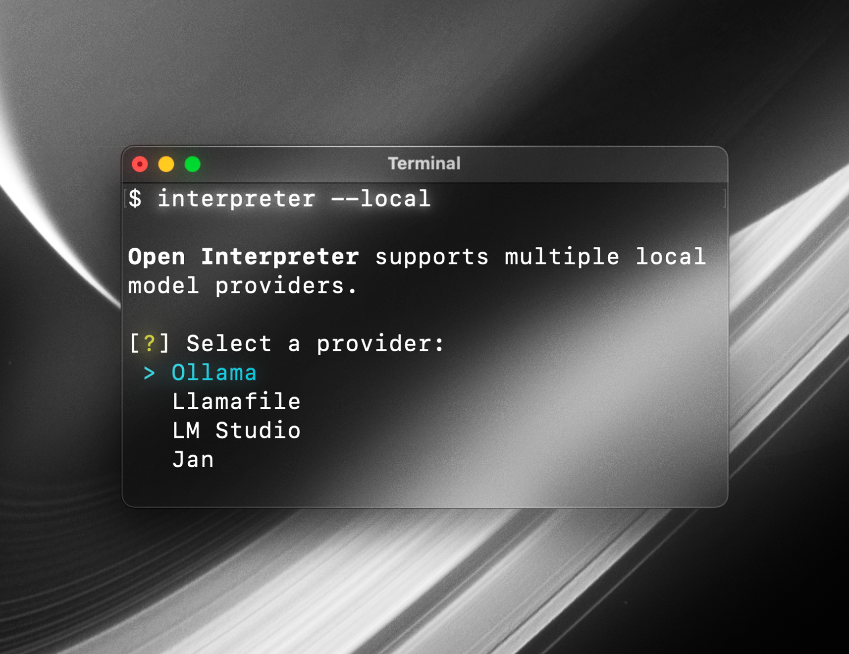 Open Interpreter interface
