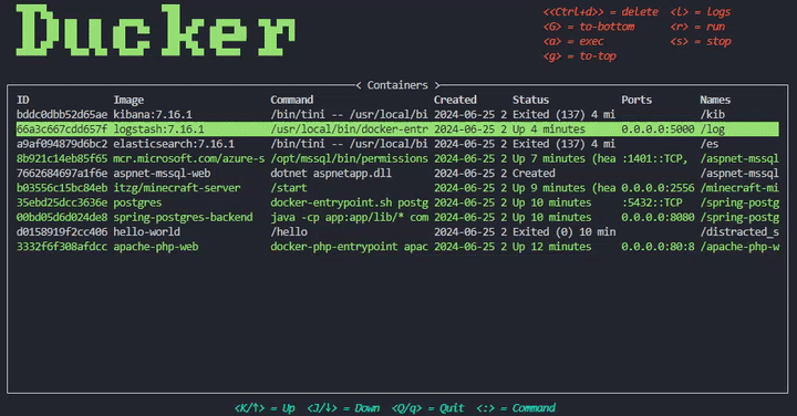 Ducker terminal interface demonstration