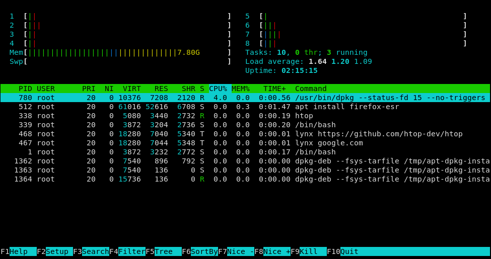 htop interface screenshot