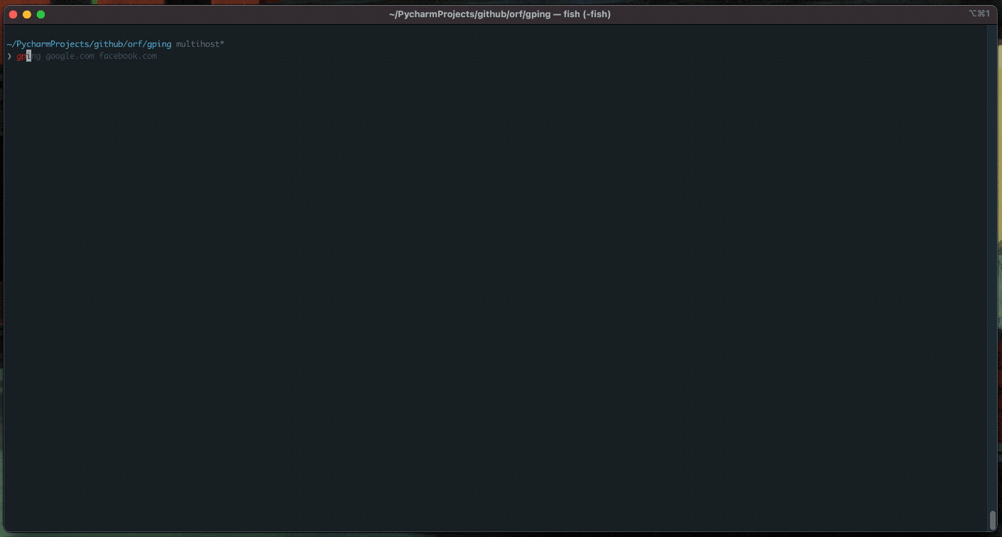 gping terminal interface showing real-time ping graphs