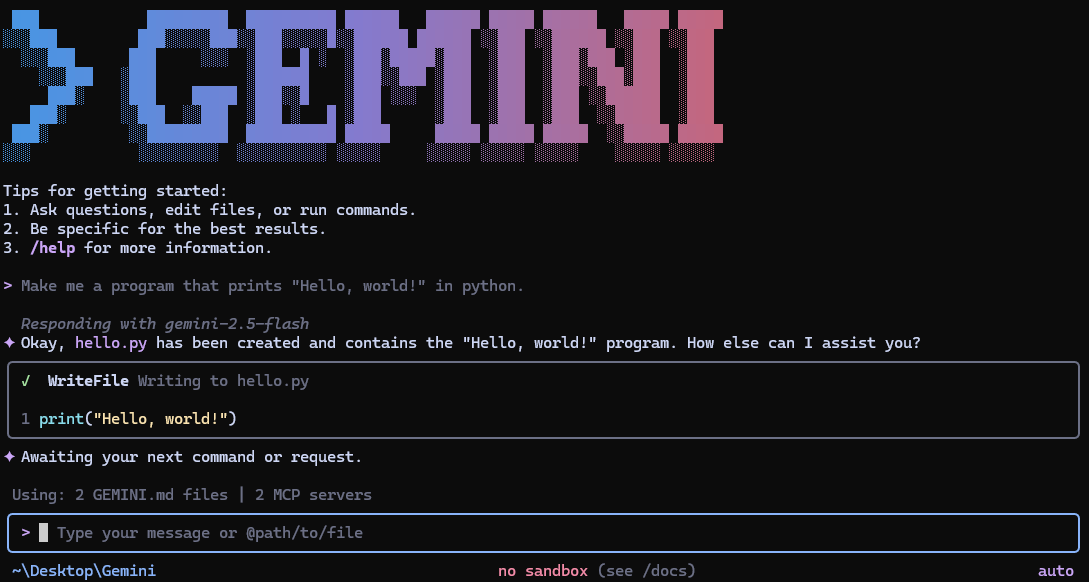 Gemini CLI terminal interface