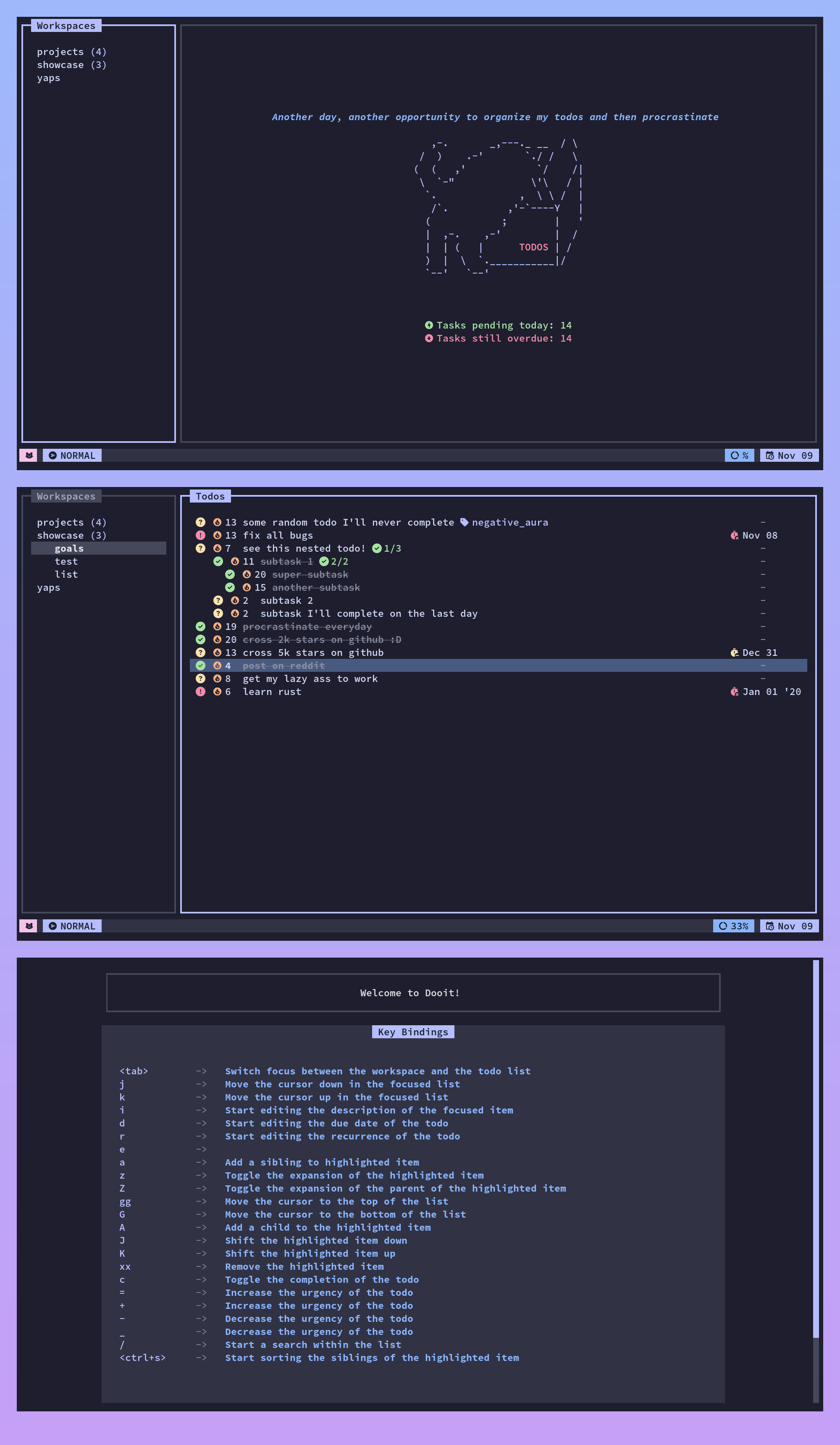 Dooit with Catpuccin configuration