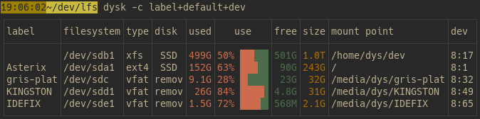 Custom column selection