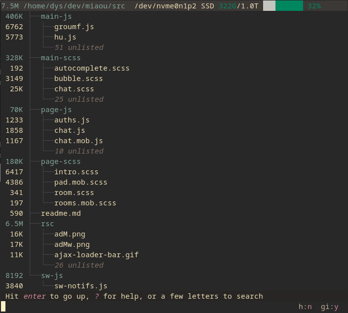 Broot directory overview