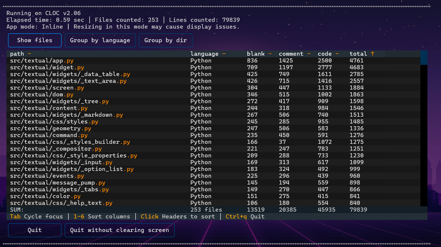 CLOCTUI interface preview