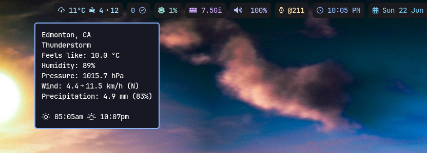 Outside as Waybar module