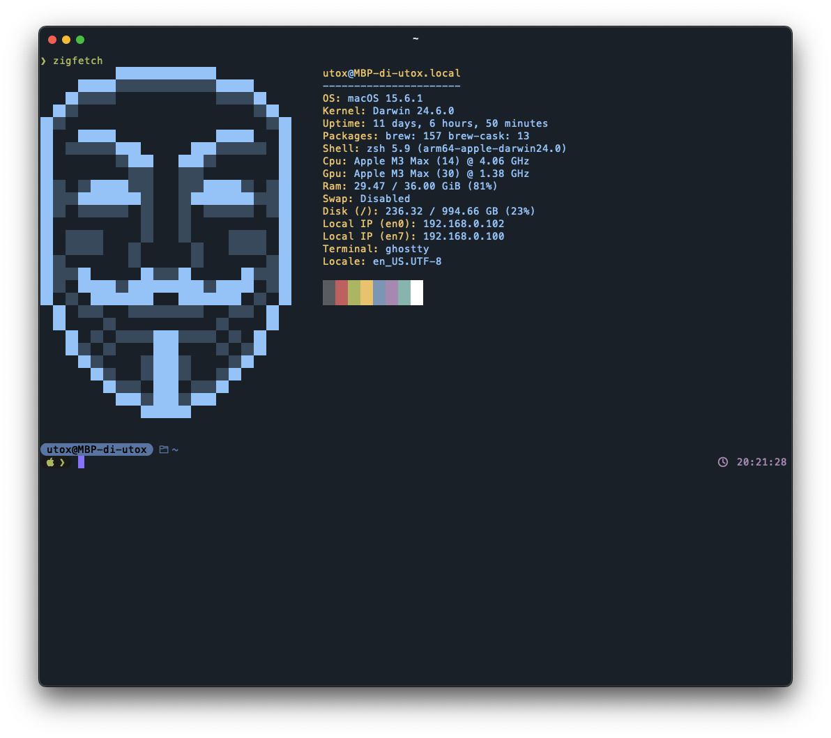 Default configuration output