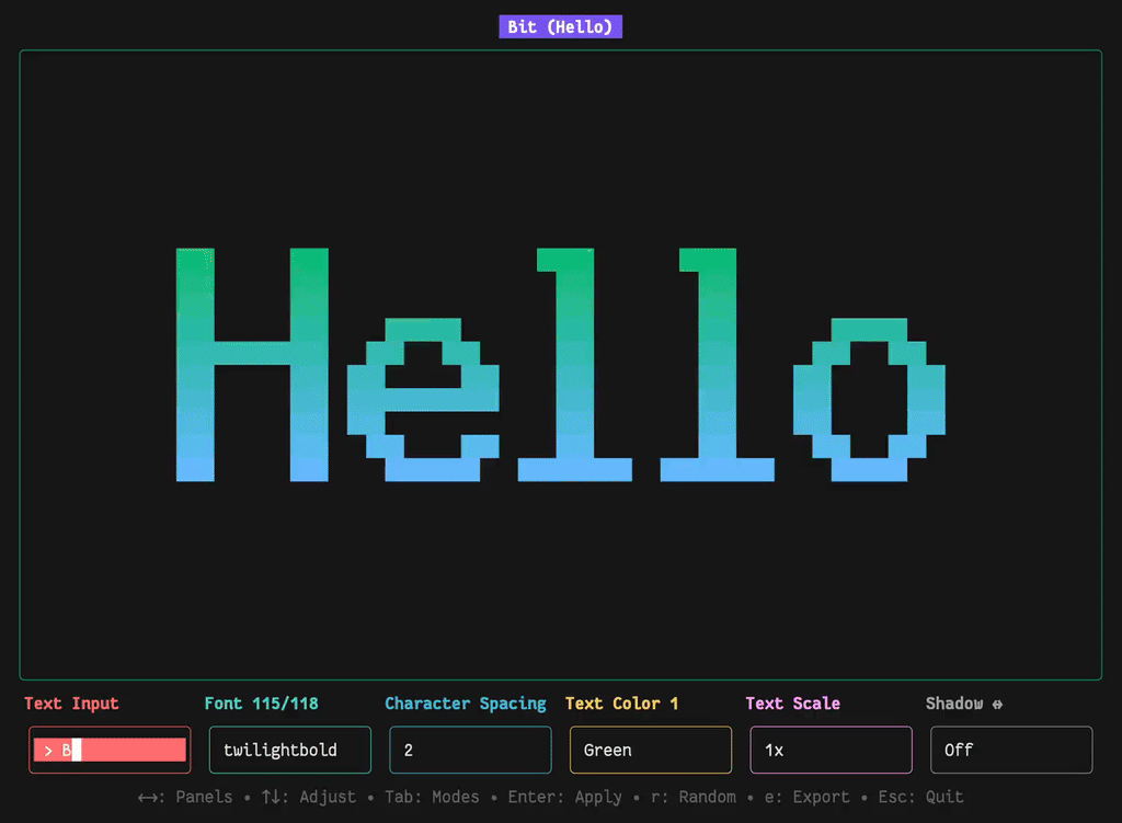 Bit interactive TUI demonstration