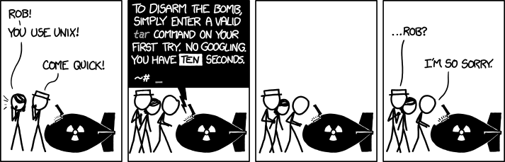 XKCD comic about tar command complexity