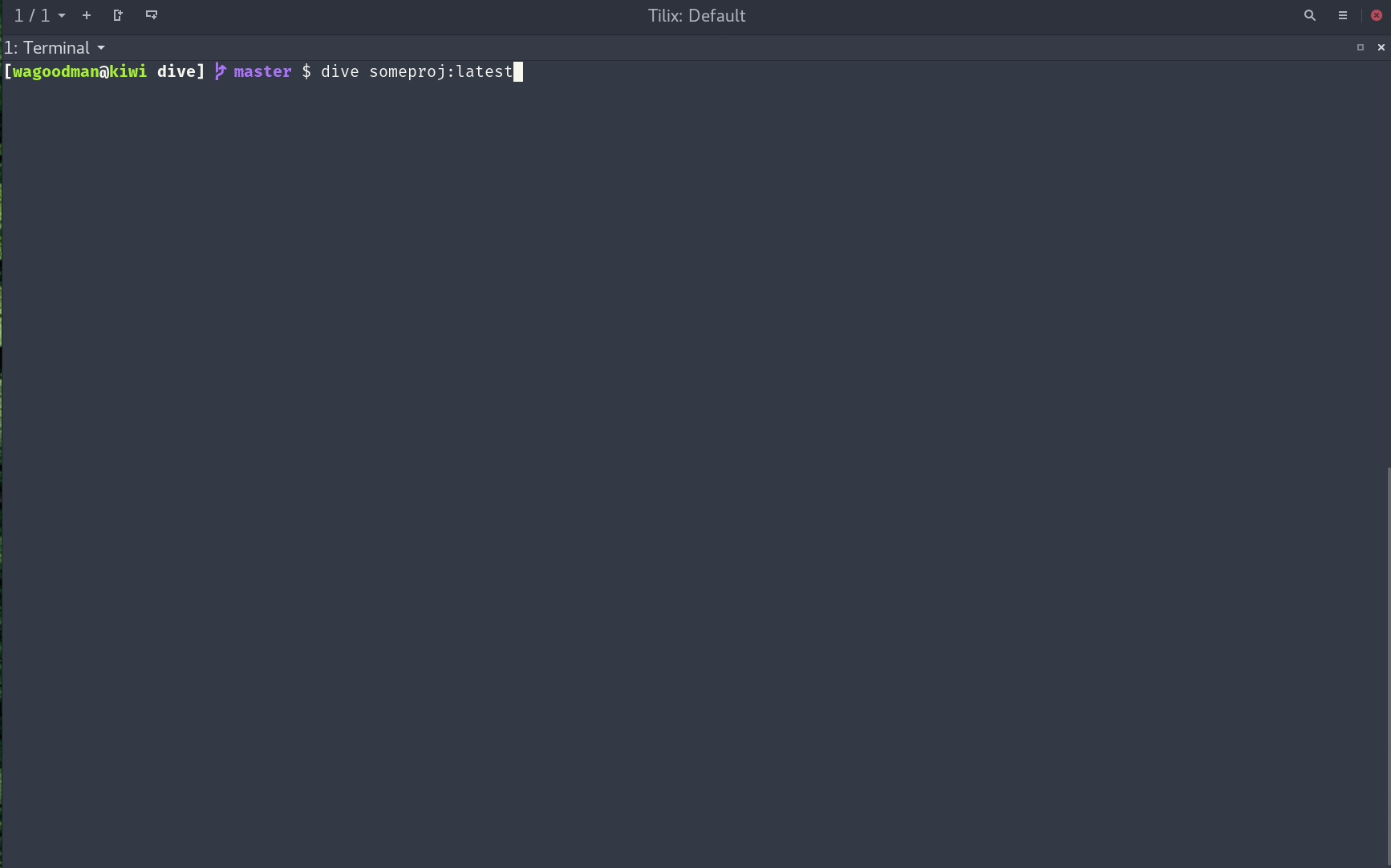 dive TUI analyzing a Docker image