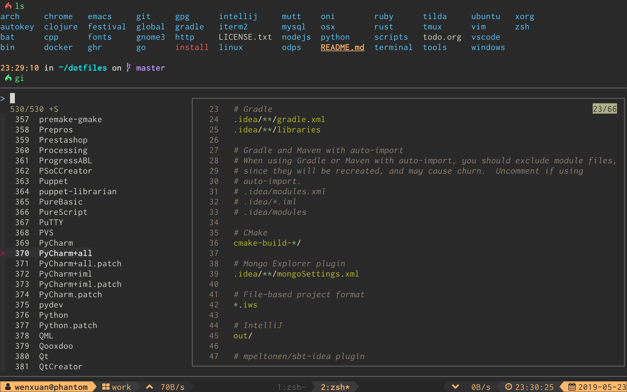 Interactive gitignore generator