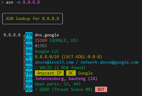 IPv4 lookup with IP type detection