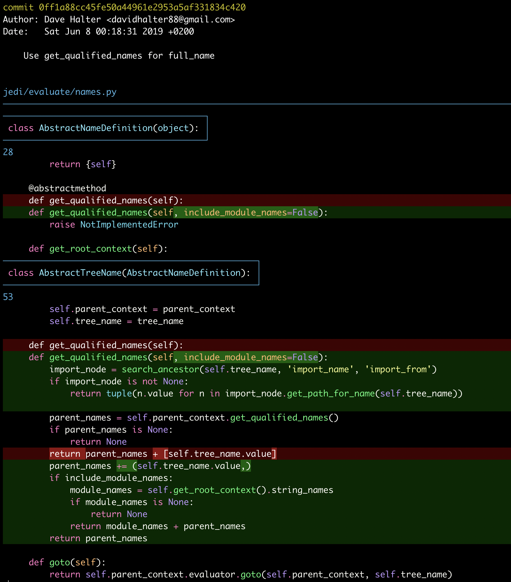 Git show with Dracula theme