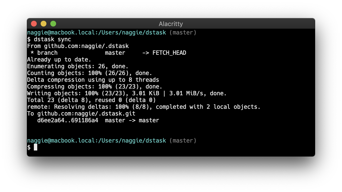 Sync command using git