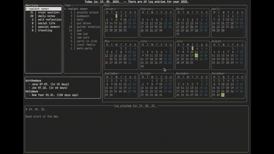 Caps-Log terminal interface