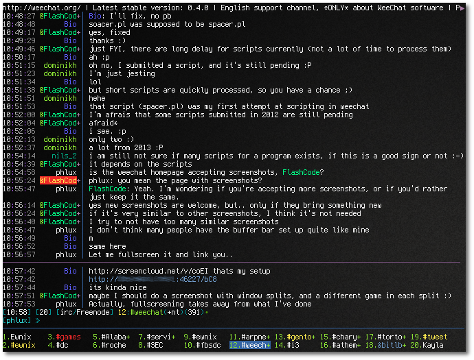 WeeChat terminal interface