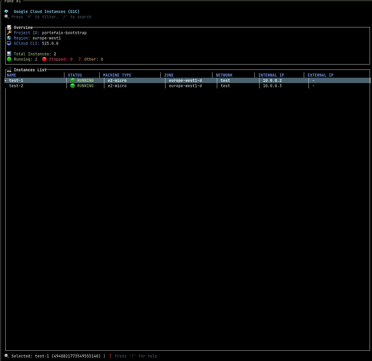 g1c terminal interface screenshot